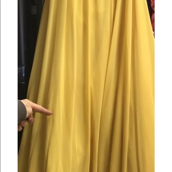 Sz 6-8 Mori Lee Bright Yellow Hi Neck Backless Prom Homecoming Formal Dress NWT - Picture 7 of 7